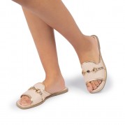 Renata Cream  Flat Sandal